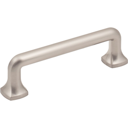 Jeffrey Alexander Griffin 3-3/4" (96 mm) Center to Center Satin Nickel Cabinet Pull, 4-1/2" Length x 3/8" Width x 1-1/4" Projection