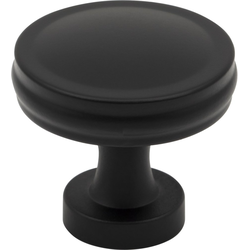 Jeffrey Alexander Jules Matte Black Round Cabinet Knob, 1-3/8" Diameter x 1-1/4" Projection