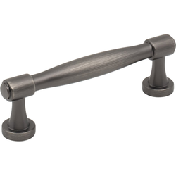 Jeffrey Alexander Jules 3-3/4" (96 mm) Center to Center Brushed Pewter Cabinet Pull, 4-1/4" Length x 1/2" Width x 1-3/8" Projection
