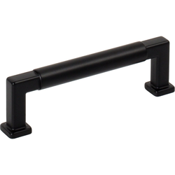Jeffrey Alexander Ogden 3-3/4" (96 mm) Center to Center Matte Black Cabinet Pull, 4-5/16" Length x 1/2" Width x 1-3/8" Projection