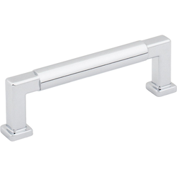 Jeffrey Alexander Ogden 3-3/4" (96 mm) Center to Center Polished Chrome Cabinet Pull, 4-5/16" Length x 1/2" Width x 1-3/8" Projection