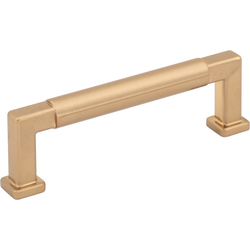 Jeffrey Alexander Ogden 3-3/4" (96 mm) Center to Center Satin Bronze Cabinet Pull, 4-5/16" Length x 1/2" Width x 1-3/8" Projection