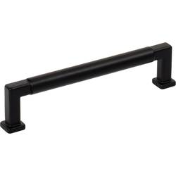 Jeffrey Alexander Ogden 5-1/16" (128 mm) Center to Center Matte Black Cabinet Pull, 5-9/16" Length x 1/2" Width x 1-3/8" Projection