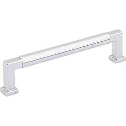 Jeffrey Alexander Ogden 5-1/16" (128 mm) Center to Center Polished Chrome Cabinet Pull, 5-9/16" Length x 1/2" Width x 1-3/8" Projection
