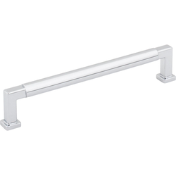 Jeffrey Alexander Ogden 6-5/16" (160 mm) Center to Center Polished Chrome Cabinet Pull, 6-7/8" Length x 1/2" Width x 1-3/8" Projection