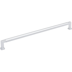 Jeffrey Alexander Ogden 12" (305 mm) Center to Center Polished Chrome Cabinet Pull, 12-9/16" Length x 1/2" Width x 1-3/8" Projection