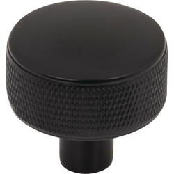 Top Knobs Burnham Flat Black Round Cabinet Knob, 1-1/4" Diameter x 1-1/8" Projection