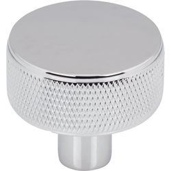 Top Knobs Burnham Polished Chrome Round Cabinet Knob, 1-1/4" Diameter x 1-1/8" Projection