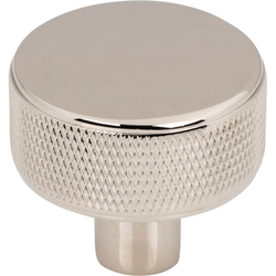 Top Knobs Burnham Polished Nickel Round Cabinet Knob, 1-1/4" Diameter x 1-1/8" Projection