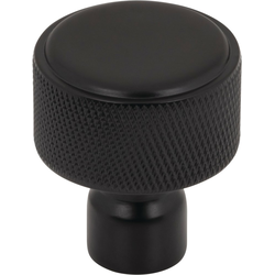 Top Knobs Garrison Flat Black Round Cabinet Knob, 1-1/8" Diameter x 1-1/8" Projection