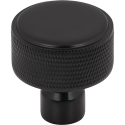Top Knobs Garrison Flat Black Round Cabinet Knob, 1-1/4" Diameter x 1-1/4" Projection