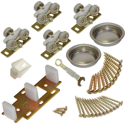 26% OFF 134F Series Hardware Set for 1-3/4" Bypass Doors, 200 Lb Capacity, Brass/Aluminum