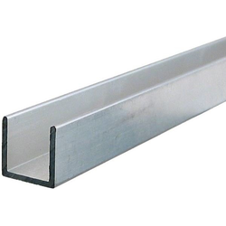 1050 Bottom U-Channel Bottom Guide Track, 72" Length x 1/2" Interior Width, Mill Aluminum