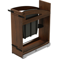 Craftsman 8-15/16" Width x 21-21/32" Depth x 25-5/8" Height Base Cabinet Pullout Organizer with Knife Block, Clear Coat Walnut/Black Accents