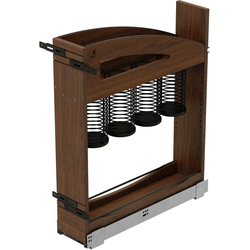 Craftsman 5-15/16" Width x 21-21/32" Depth x 25-5/8" Height Base Cabinet Pullout Utensil Organizer, Clear Coat Walnut/Black Accents