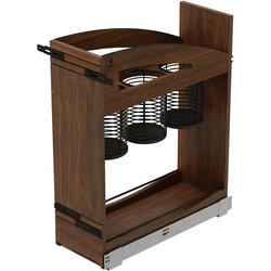 Craftsman 8-15/16" Width x 21-21/32" Depth x 25-5/8" Height Base Cabinet Pullout Utensil Organizer, Clear Coat Walnut/Black Accents