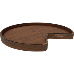 Craftsman Single 28" Diameter Kidney Shape Lazy Susan with Swivel Bearing, Floor/Fixed Shelf Mount, Clear Coat Walnut/Black Accents