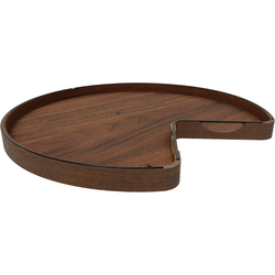 Craftsman Single 32" Diameter Kidney Shape Lazy Susan with Swivel Bearing, Floor/Fixed Shelf Mount, Clear Coat Walnut/Black Accents