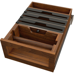 RVS Tiered Paper Towel with Cutter Soft Close Drawer Replacement for 15" Cabinet Opening Width, Requires Minimum 21-3/4" Depth x 7-1/2" Height, Clear Coat Walnut