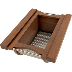 RVS Wood/Stainless Steel Produce Pullout Baskets with Wood Slides for 12" Width x 21-3/4" Depth x 9-1/2" Height Minimum Cabinet Opening, Clear Coat Walnut