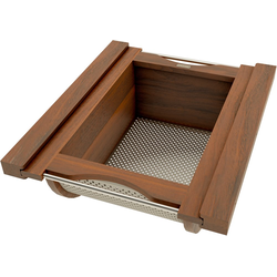 RVS Wood/Stainless Steel Produce Pullout Baskets with Wood Slides for 15" Width x 21-3/4" Depth x 9-1/2" Height Minimum Cabinet Opening, Clear Coat Walnut