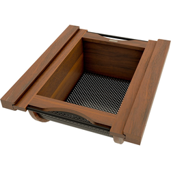 RVS Wood/Stainless Steel Produce Pullout Baskets with Wood Slides for 15" Width x 21-3/4" Depth x 9-1/2" Height Minimum Cabinet Opening, Clear Coat Walnut/Black Accents