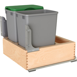 22% OFF Value Line Maple Soft Close Pullout Double 32 Quart Waste Container (Gray) for 21" Width x 22-3/8" Depth x 20-5/8" Height Minimum Opening, Clear Coat