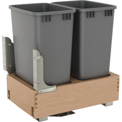 22% OFF Value Line Maple Soft Close Pullout Double 50 Quart Waste Container (Gray) for 14-1/2" Width x 21-3/4" Depth x 24-1/2" Height Minimum Opening, Clear Coat