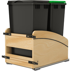 22% OFF Craftsman Soft Close Double 50 Quart (Black) Waste Bin Pullout for 15" Width x 22-1/4" Depth x 24-3/4" Height Minimum Opening, Clear Coat Maple/Black Accents