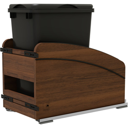 28% OFF Craftsman Soft Close Single 35 Quart (Black) Waste Bin Pullout for 12" Width x 22-1/4" Depth x 20-7/8" Height Minimum Opening, Clear Coat Walnut/Black Accents