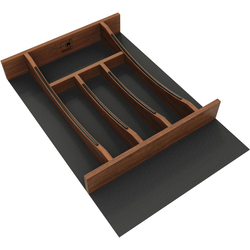Craftsman Collection 13-7/32" Width X 19-1/2" Height x 2-11/32" Height Solid Walnut Cutlery Drawer Insert with Black Accents, Trimmable to 11-7/32" Width x 16-3/8" D