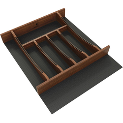 Craftsman Collection 16-7/32" Width X 19-1/2" Height x 2-11/32" Height Solid Walnut Cutlery Drawer Insert with Black Accents, Trimmable to 14-7/32" Width x 16-3/8" D