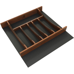 Craftsman Collection 19-1/4" Width X 19-1/2" Height x 2-11/32" Height Solid Walnut Cutlery Drawer Insert with Black Accents, Trimmable to 17-1/4" Width x 16-3/8" D