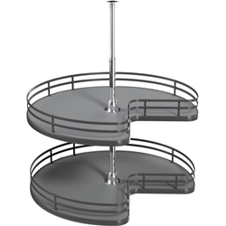 RVS Double Shelf 28" Diameter Kidney Shape-Shaped Lazy Susan for 33" x 33" Bifold Two Door Corner Bases, Orion Gray/Chrome