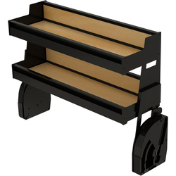 Pull-Down Wall Cabinet Two Tier Organizer for Cabinet Width 20" to 34-3/4", 9-27/32" Depth x 24-23/32" Height, Side Mounted, Black/Maple