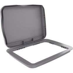 3550 35 Quart or 50 Quart Waste Container Lid, 10-7/16" Width x 14-3/16" Depth (Bi-Directional) x 1-21/32" Height, Silver