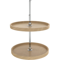 Wood Classic 2-Shelf 22" Diameter Full Circle Lazy Susan, 26" to 32" Height, Clear Coat Maple