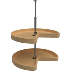 Wood Classic 2-Shelf 24" Diameter Kidney Shape Lazy Susan, 26-32" Height, Clear Coat Maple