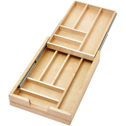 RVS 2-Tier Cutlery Divider Drawer Replacement for 15" Face-Frame Cabinet Opening Width, Requires Minimum 21-3/4" to 23-3/4" Depth x 7-1/2" Height, Clear Coat Maple