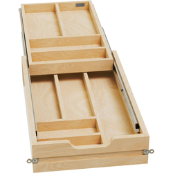 RVS 2-Tier Cutlery/Utility Drawer Replacement for 13-1/2" Frameless Cabinet Opening Width, Requires Minimum 21-3/4" Depth x 4-1/2" Height, Clear Coat Maple