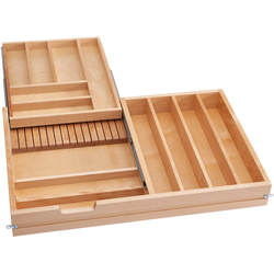 RVS 2-Tier Cutlery/Utility Drawer Replacement for 33" Face-Frame Cabinet Opening Width, Requires Minimum 22-1/4" to 23-3/4" Depth x 4-1/2" Height, Clear Coat Maple