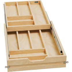 RVS 2-Tier Cutlery/Utility Drawer Replacement for 16-1/2" Frameless Cabinet Opening Width, Requires Minimum 21-3/4" Depth x 4-1/2" Height, Clear Coat Maple