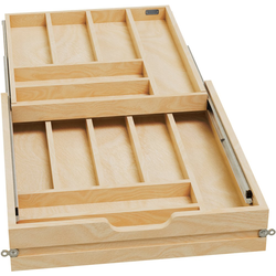 RVS 2-Tier Cutlery/Utility Drawer Replacement for 19-1/2" Frameless Cabinet Opening Width, Requires Minimum 21-3/4" Depth x 4-1/2" Height, Clear Coat Maple