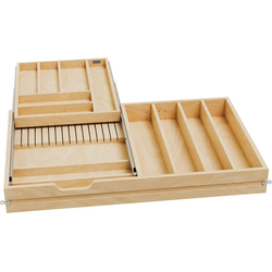 RVS 2-Tier Cutlery/Utility Drawer Replacement for 34-1/2" Frameless Cabinet Opening Width, Requires Minimum 21-3/4" Depth x 4-1/2" Height, Clear Coat Maple