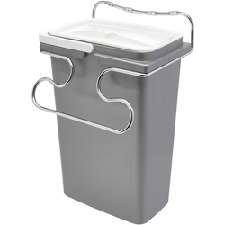 RVS Wire Door Mount Waste Container including Gray 8L Bin, Lid and Door-Mount, Requires 12" Minimum Opening Width, 13-17/32" Height