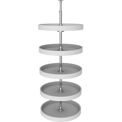 6065 Five Shelf 20" Diameter Full Circle Lazy Susan Set, 56" to 62" Height, White Polymer