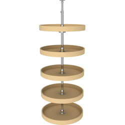 6065 Five Shelf 20" Diameter Full Circle Lazy Susan Set, 56" to 62" Height, Almond Polymer