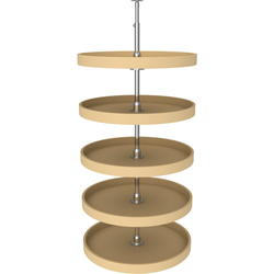 6065 Five Shelf 24" Diameter Full Circle Lazy Susan Set, 56" to 62" Height, Almond Polymer