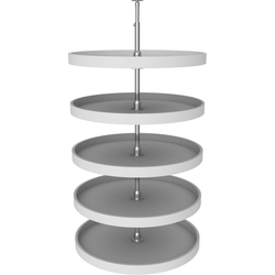 6065 Five Shelf 28" Diameter Full Circle Lazy Susan Set, 56" to 62" Height, White Polymer