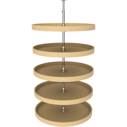 6065 Five Shelf 28" Diameter Full Circle Lazy Susan Set, 56" to 62" Height, Almond Polymer